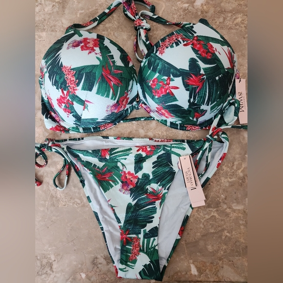 34D/M 34DD/M ❤️SALE VS Swim Bombshell BikiniTop SideTie Cheeky Bikini Bikini Set - Picture 1 of 11